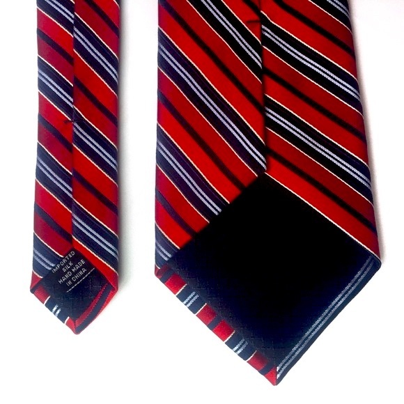 CLUB ROOM Silk Tie Red White and Blue Striped - Picture 5 of 7